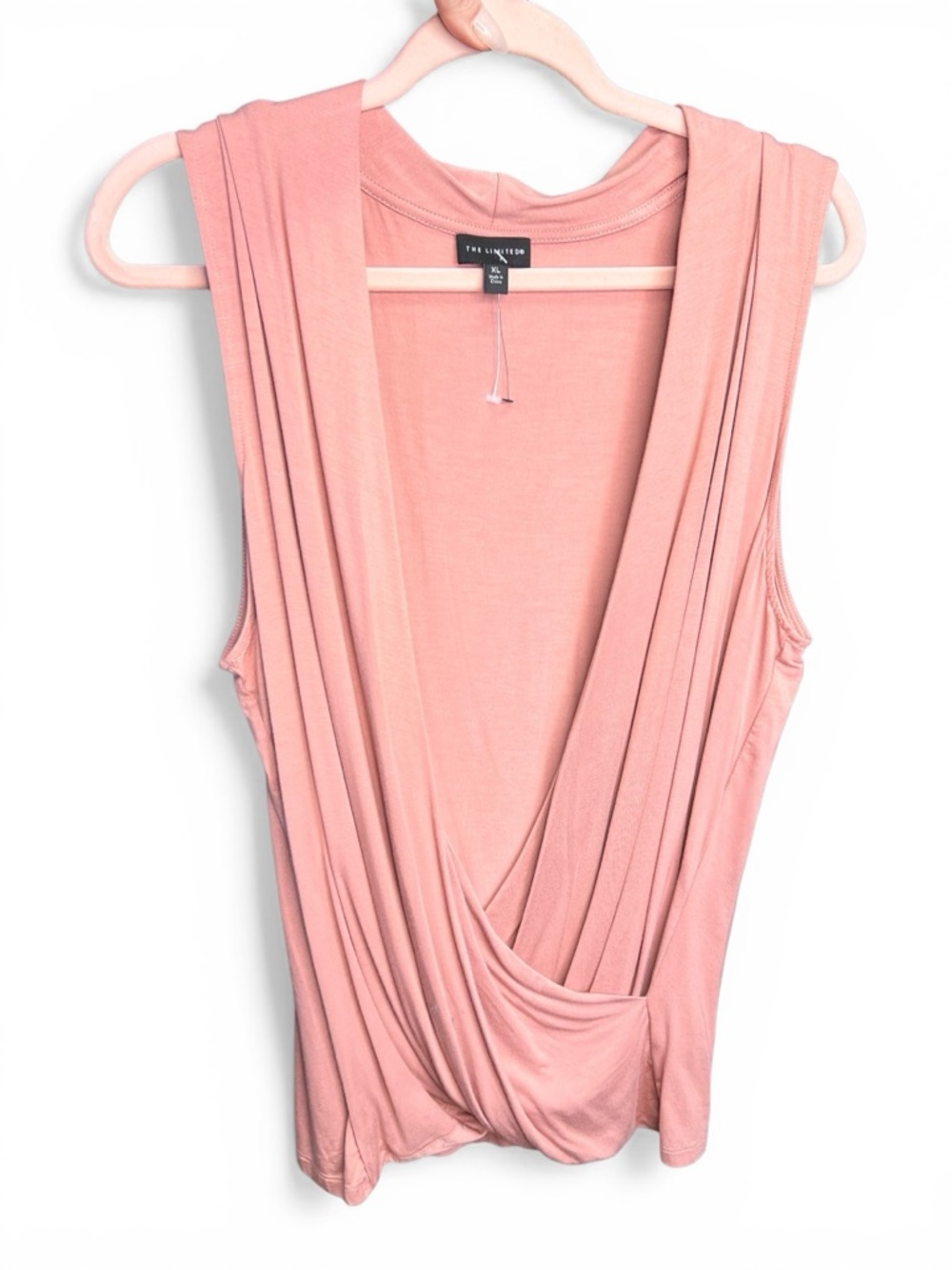 The Limited Dusty Rose Sleeveless Draped V-Neck Tank